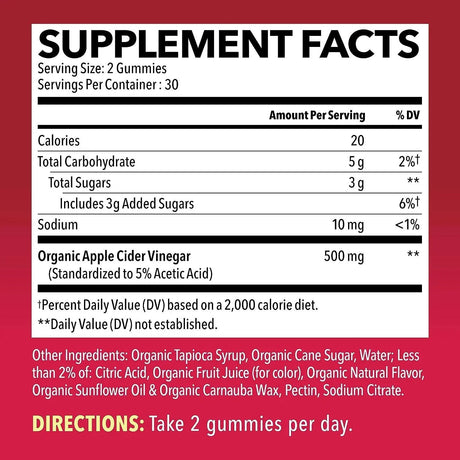 HAVASU NUTRITION - Havasu Organic Apple Cider Vinegar Gummies 60 Gomitas - The Red Vitamin MX - Suplementos Alimenticios - {{ shop.shopifyCountryName }}