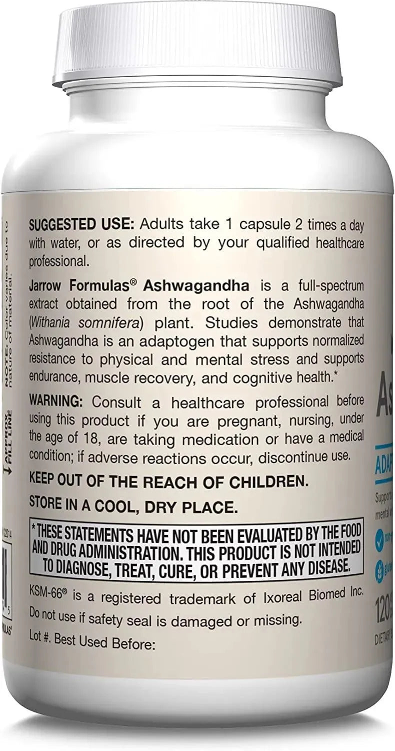 JARROW FORMULAS - Jarrow Formulas Ashwagandha 300Mg. 120 Capsulas - The Red Vitamin MX - Suplementos Alimenticios - {{ shop.shopifyCountryName }}