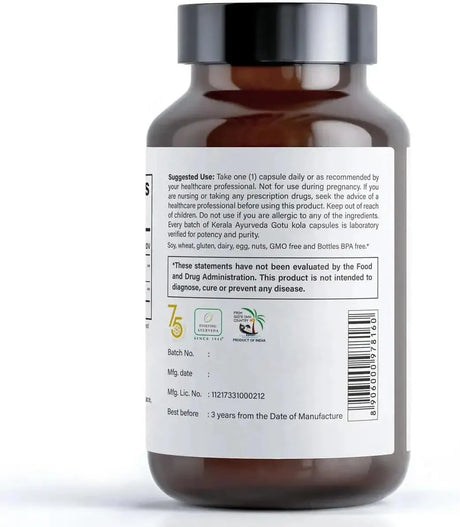 KERALA - Kerala Ayurveda Gotu Kola 60 Capsulas - The Red Vitamin MX - Suplementos Alimenticios - {{ shop.shopifyCountryName }}
