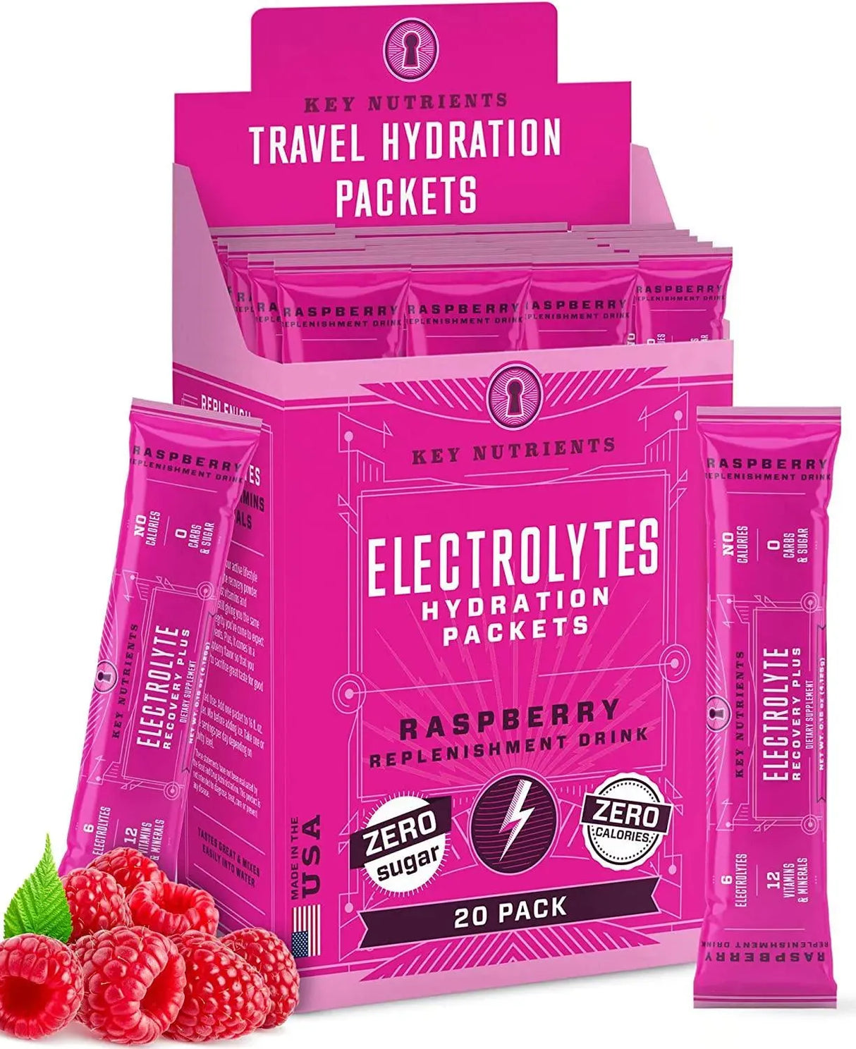 KEY NUTRIENTS - Key Nutrients Electrolytes Hydration Packets Juicy Raspberry 20 Paquetes - The Red Vitamin MX - Suplementos Alimenticios - {{ shop.shopifyCountryName }}