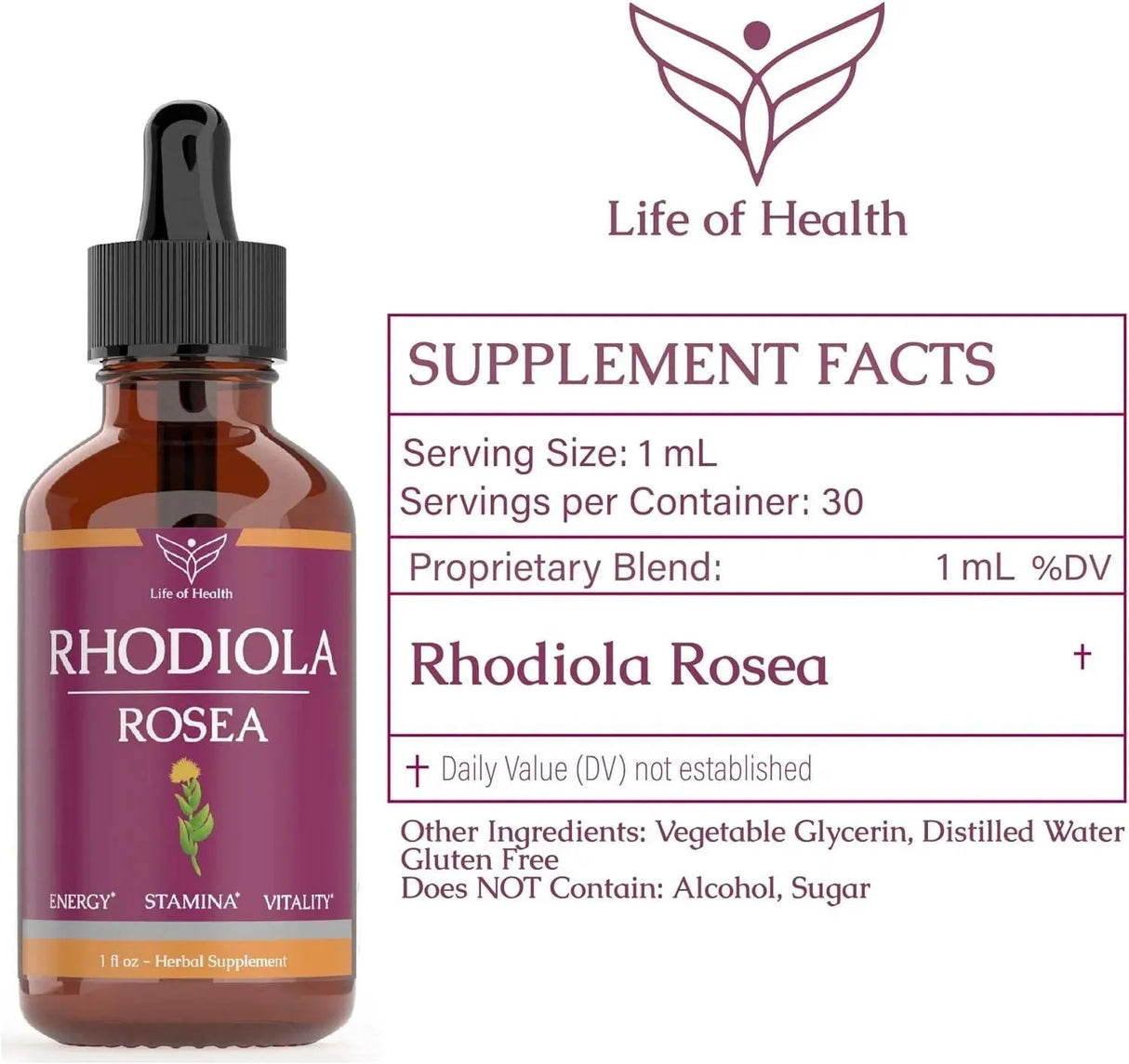 LIFE OF HEALTH - Life of Health Rhodiola Rosea Tincture 1 Fl.Oz. - The Red Vitamin MX - Suplementos Alimenticios - {{ shop.shopifyCountryName }}