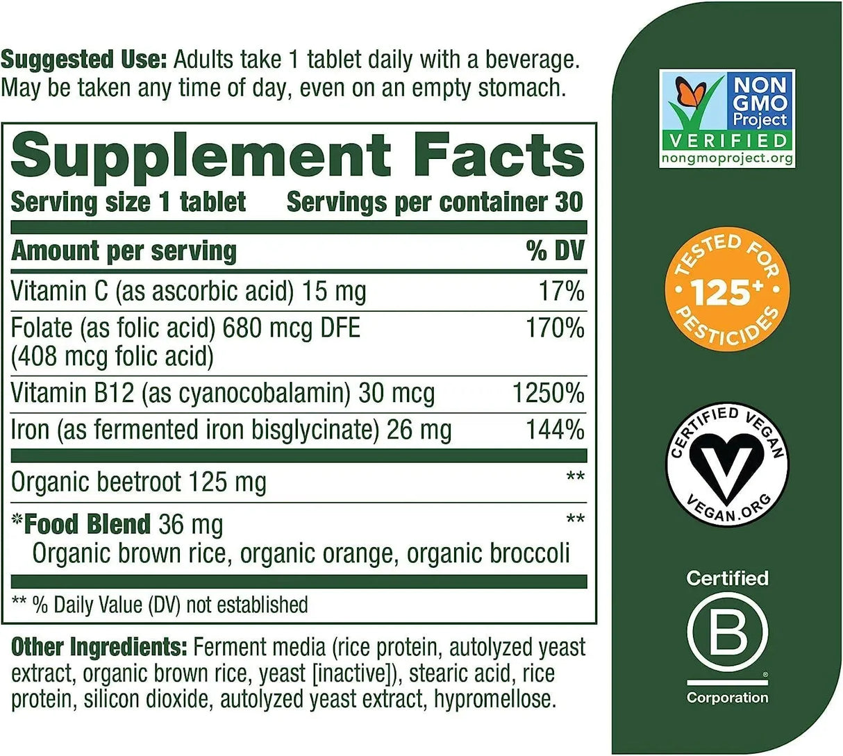 MEGAFOOD - MegaFood Blood Builder - Iron Supplement 30 Tabletas - The Red Vitamin MX - Suplementos Alimenticios - {{ shop.shopifyCountryName }}
