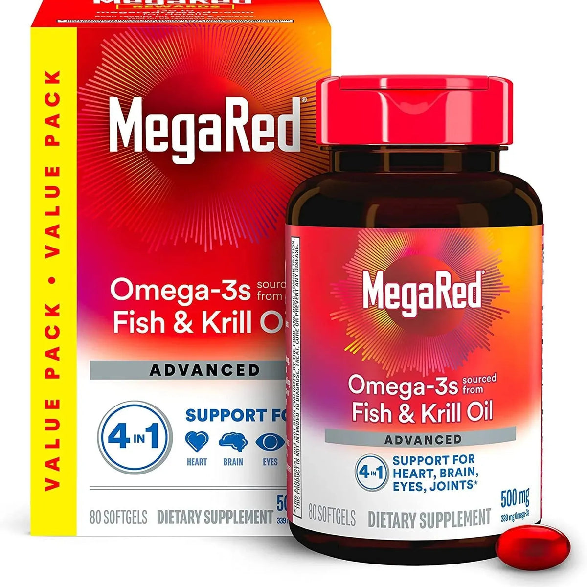 MegaRed Advanced Brain, Heart, Joints & Eye Support Omega 3 Antarctic ...