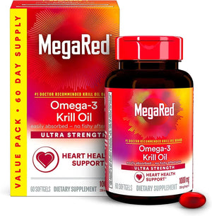 MEGARED - MegaRed Ultra Strength Omega 3 Antarctic Krill Oil 1000Mg. 60 Capsulas Blandas - The Red Vitamin MX - Suplementos Alimenticios - {{ shop.shopifyCountryName }}