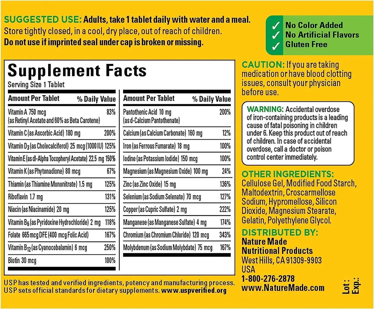 NATURE MADE - Nature Made Multivitamin Tablets with Iron 130 Tabletas - The Red Vitamin MX - Suplementos Alimenticios - {{ shop.shopifyCountryName }}