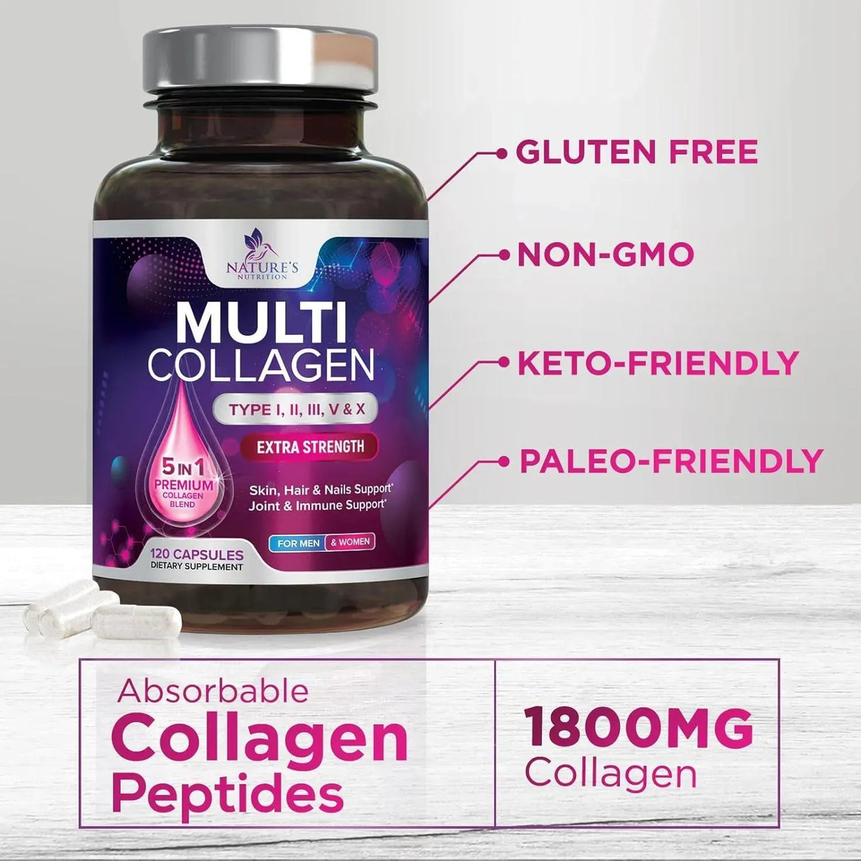 NATURE'S NUTRITION - Nature's Nutrition Multi Collagen Complex 120 Capsulas - The Red Vitamin MX - Suplementos Alimenticios - {{ shop.shopifyCountryName }}