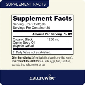 NATUREWISE - NatureWise Black Seed Oil 1250Mg. 60 Capsulas Blandas - The Red Vitamin MX - Suplementos Alimenticios - {{ shop.shopifyCountryName }}
