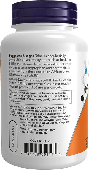 NOW SUPPLEMENTS - NOW Supplements 5-HTP (5-hydroxytryptophan) 200Mg. - The Red Vitamin MX - Suplementos Alimenticios - {{ shop.shopifyCountryName }}