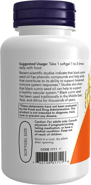 NOW SUPPLEMENTS - NOW Supplements Black Cumin Seed Oil 1000Mg. 60 Capsulas Blandas - The Red Vitamin MX - Suplementos Alimenticios - {{ shop.shopifyCountryName }}
