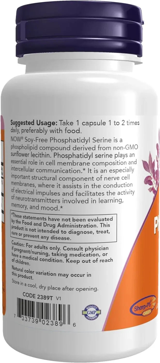 NOW SUPPLEMENTS - NOW Supplements Soy-Free Phosphatidyl Serine 150Mg. 60 Capsulas - The Red Vitamin MX - Suplementos Alimenticios - {{ shop.shopifyCountryName }}