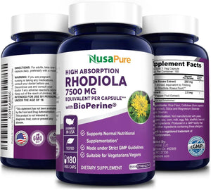 NUSAPURE - NusaPure Rhodiola Rosea 7,500Mg. 180 Capsulas - The Red Vitamin MX - Suplementos Alimenticios - {{ shop.shopifyCountryName }}