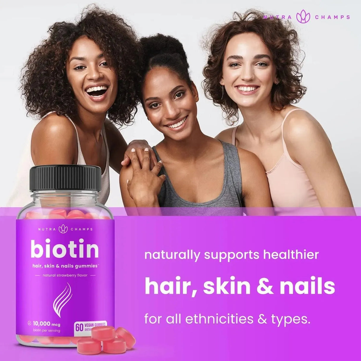 NUTRACHAMPS - NutraChamps Biotin Gummies 10,000 mcg 120 Gomitas - The Red Vitamin MX - Suplementos Alimenticios - {{ shop.shopifyCountryName }}
