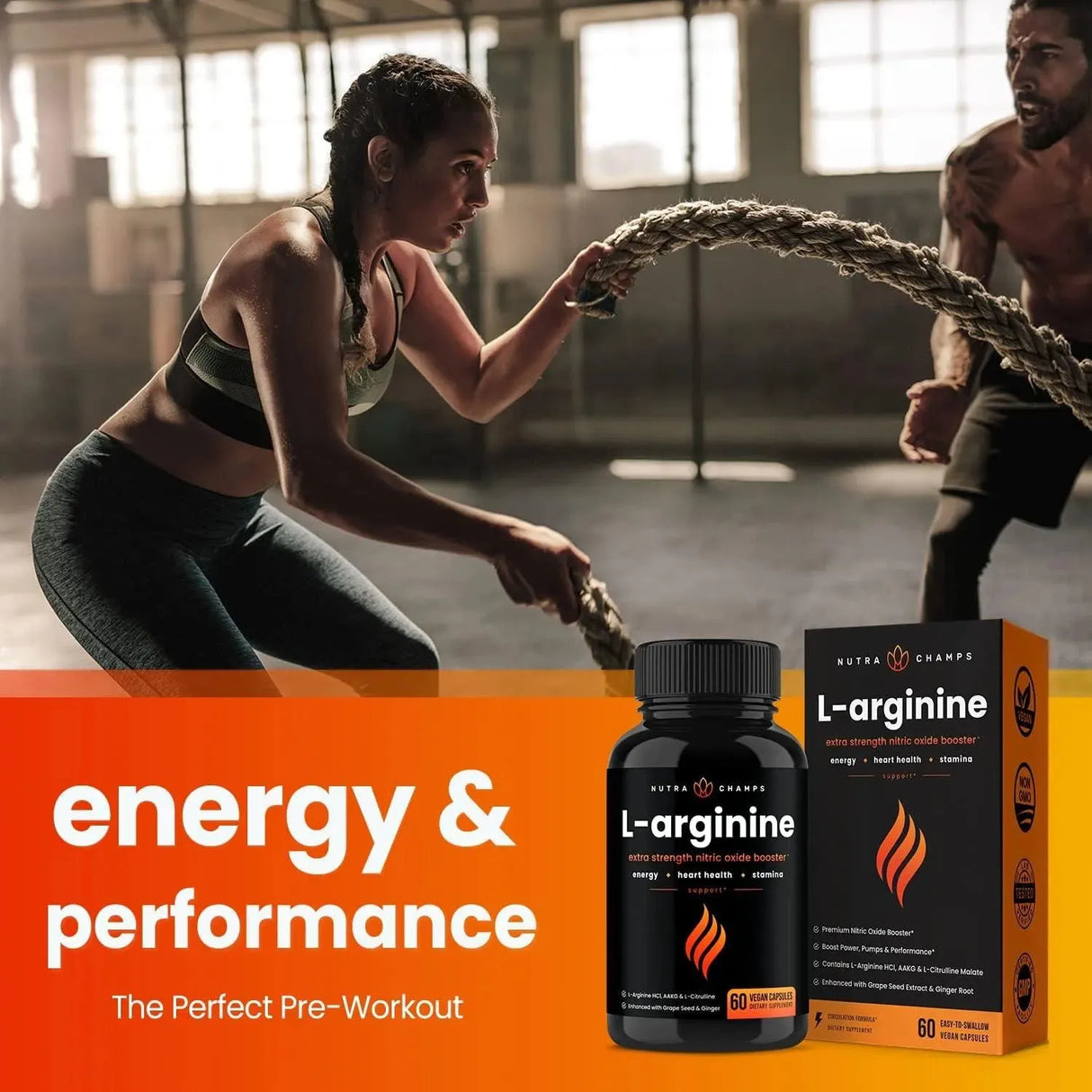NUTRACHAMPS - NutraChamps Premium L Arginine 60 Capsulas - The Red Vitamin MX - Suplementos Alimenticios - {{ shop.shopifyCountryName }}