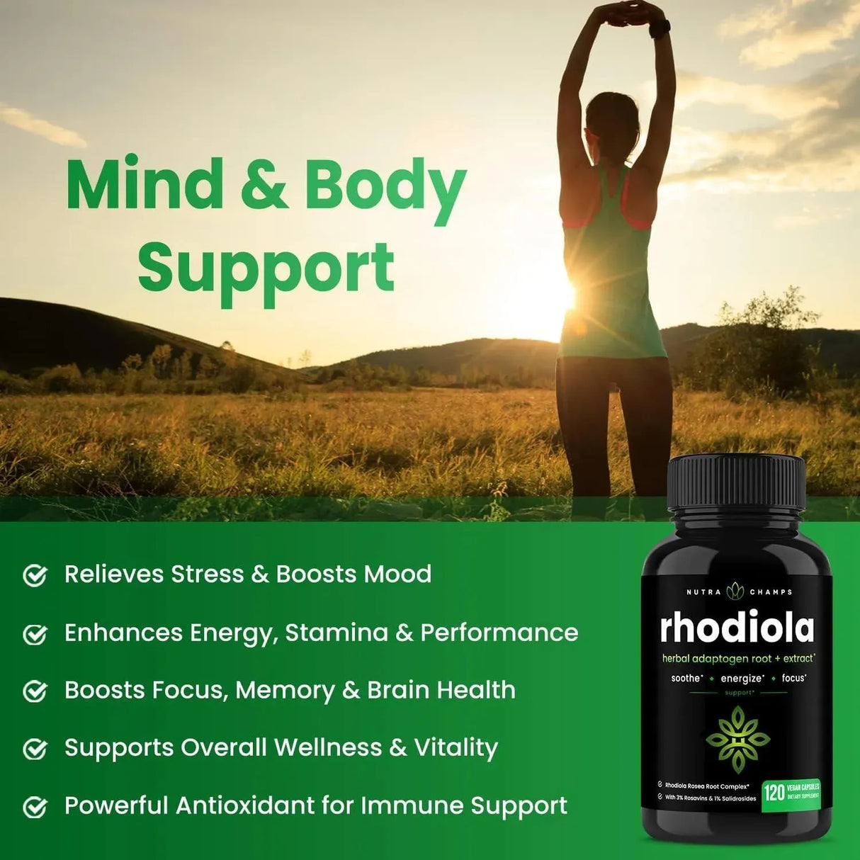 NUTRACHAMPS - NutraChamps Rhodiola Rosea 600Mg. 120 Capsulas - The Red Vitamin MX - Suplementos Alimenticios - {{ shop.shopifyCountryName }}