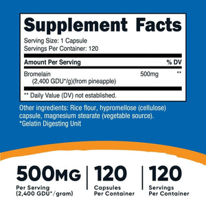 NUTRICOST - Nutricost Bromelain 500Mg. 120 Capsulas - The Red Vitamin MX - Suplementos Alimenticios - {{ shop.shopifyCountryName }}