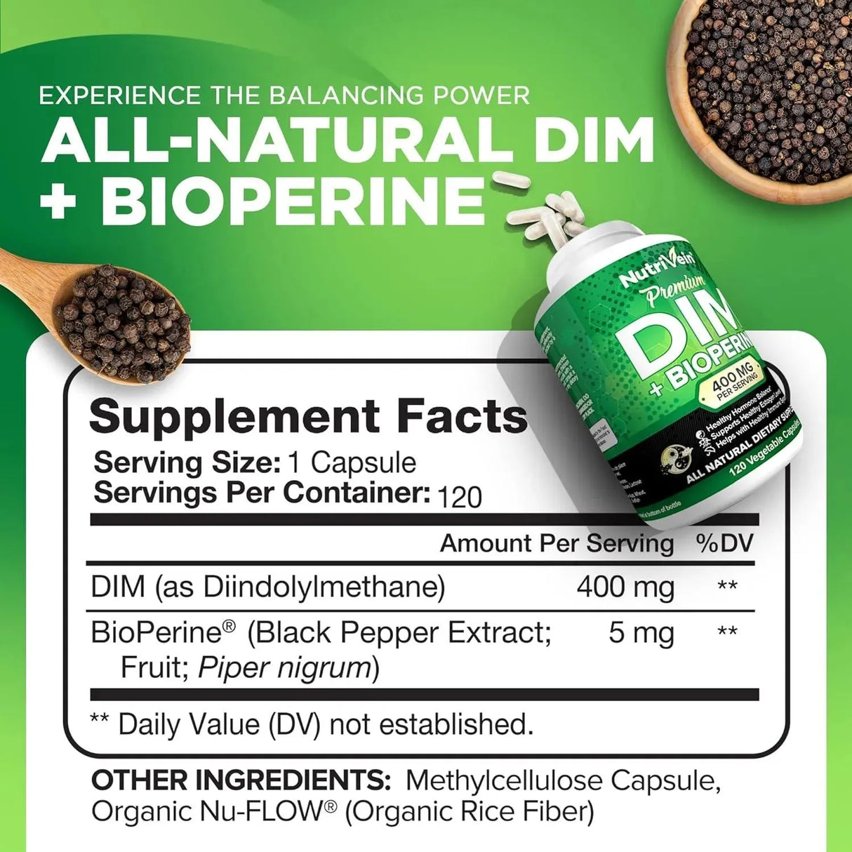 NUTRIVEIN - Nutrivein DIM Supplement 400Mg. 120 Capsulas - The Red Vitamin MX - Suplementos Alimenticios - {{ shop.shopifyCountryName }}