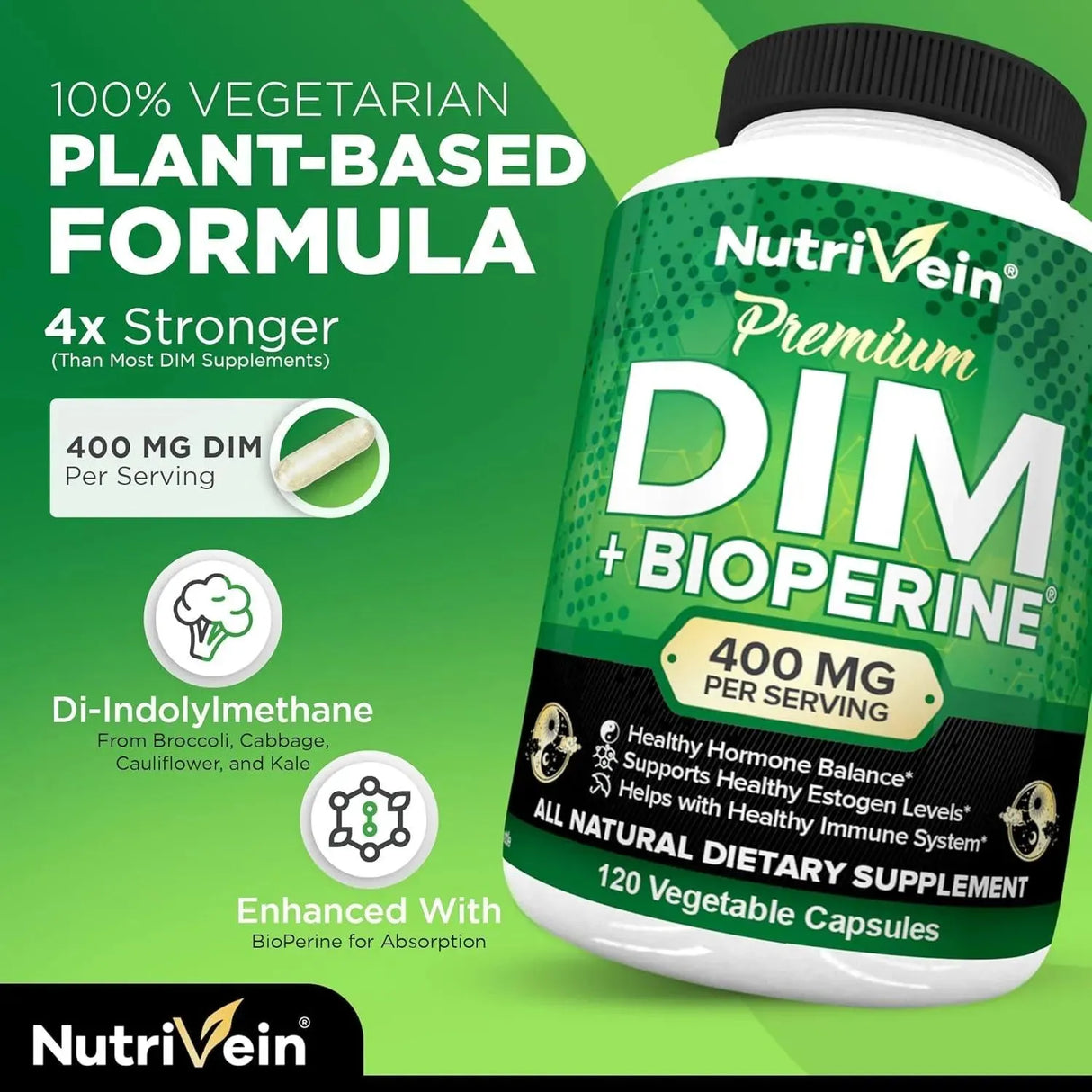 NUTRIVEIN - Nutrivein DIM Supplement 400Mg. 120 Capsulas - The Red Vitamin MX - Suplementos Alimenticios - {{ shop.shopifyCountryName }}
