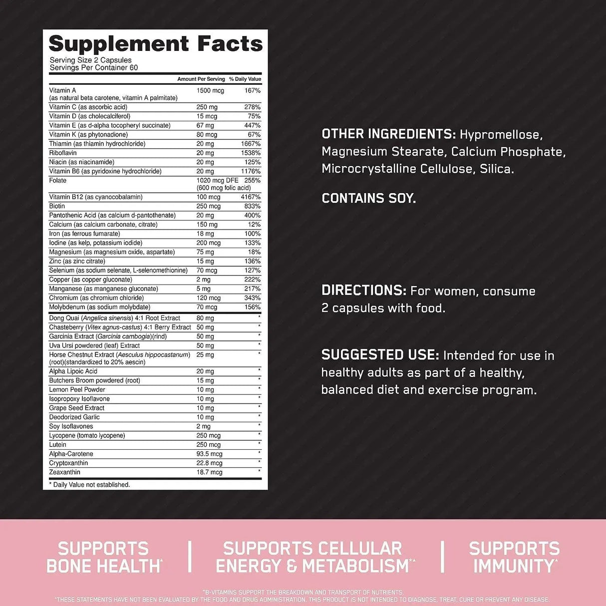 OPTIMUM NUTRITION - Optimum Nutrition Opti-Women Multivitamin 120 Capsulas - The Red Vitamin MX - Suplementos Alimenticios - {{ shop.shopifyCountryName }}