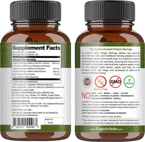 ORGANIC VEDA - Organic Veda Moringa Capsules Potent Extracts 120 Capsulas - The Red Vitamin MX - Suplementos Alimenticios - {{ shop.shopifyCountryName }}