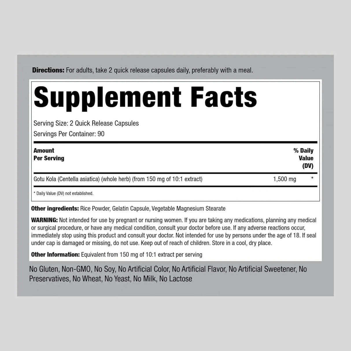 PIPING ROCK - Piping Rock Gotu Kola 1500Mg. 180 Capsulas - The Red Vitamin MX - Suplementos Alimenticios - {{ shop.shopifyCountryName }}