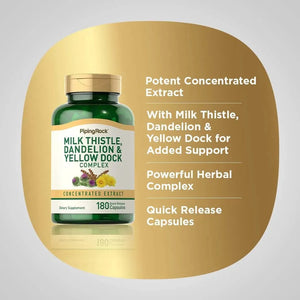 PIPING ROCK - Piping Rock Milk Thistle, Dandelion & Yellow Dock 180 Capsulas - The Red Vitamin MX - Suplementos Alimenticios - {{ shop.shopifyCountryName }}