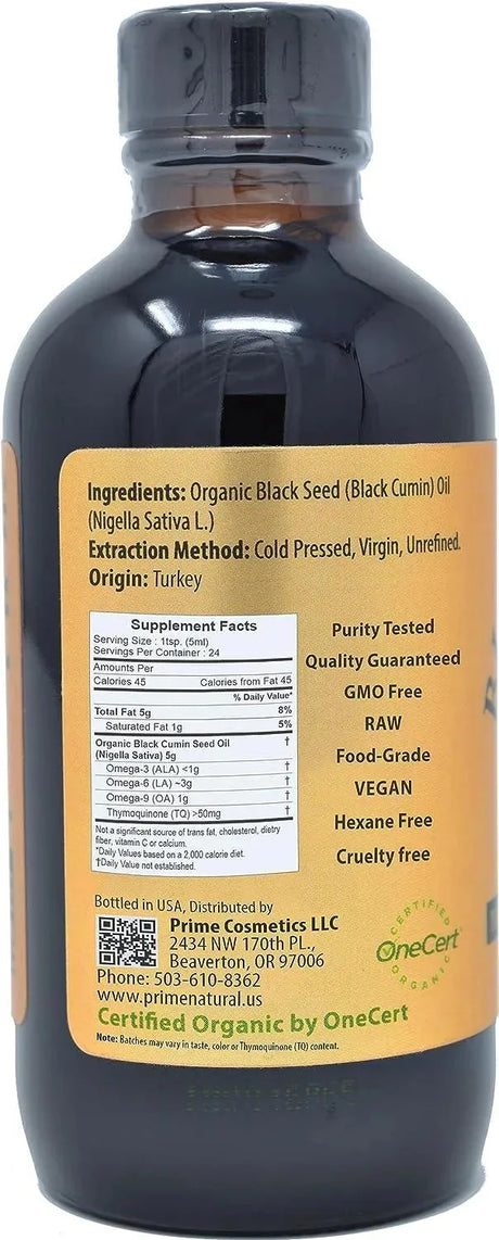 PRIME NATURAL - Prime Natural Organic Black Seed Oil 120Ml. - The Red Vitamin MX - Suplementos Alimenticios - {{ shop.shopifyCountryName }}