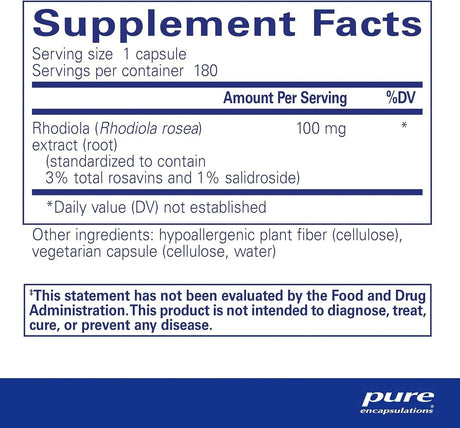 PURE ENCAPSULATIONS - Pure Encapsulations Rhodiola Rosea 180 Capsulas - The Red Vitamin MX - Suplementos Alimenticios - {{ shop.shopifyCountryName }}
