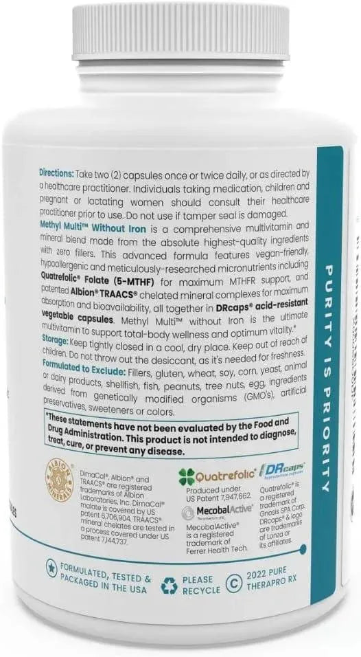 PURE THERAPRO RX - Pure Therapro Rx Methyl Multi Without Iron 240 Capsulas - The Red Vitamin MX - Suplementos Alimenticios - {{ shop.shopifyCountryName }}
