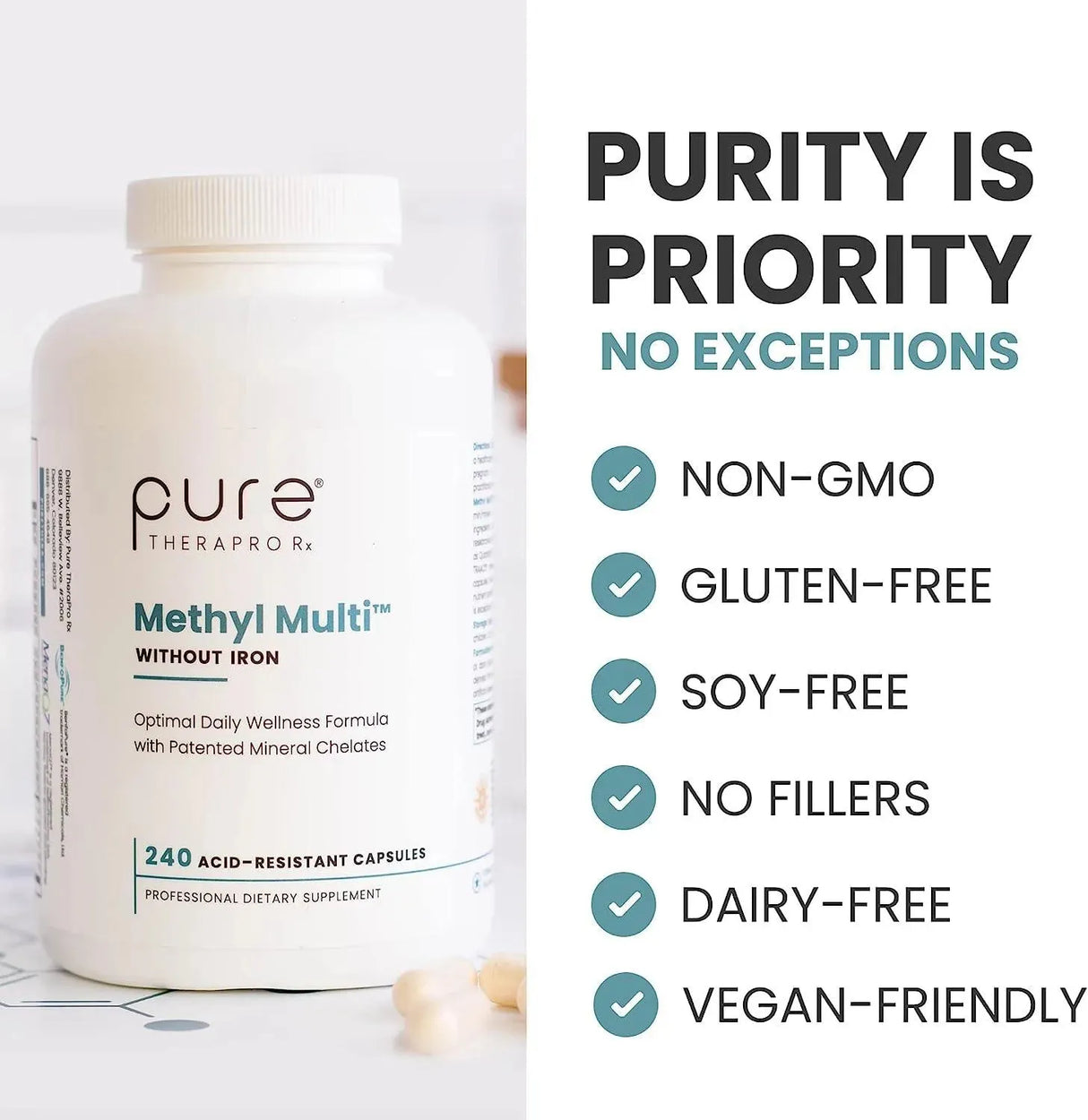 PURE THERAPRO RX - Pure Therapro Rx Methyl Multi Without Iron 240 Capsulas - The Red Vitamin MX - Suplementos Alimenticios - {{ shop.shopifyCountryName }}
