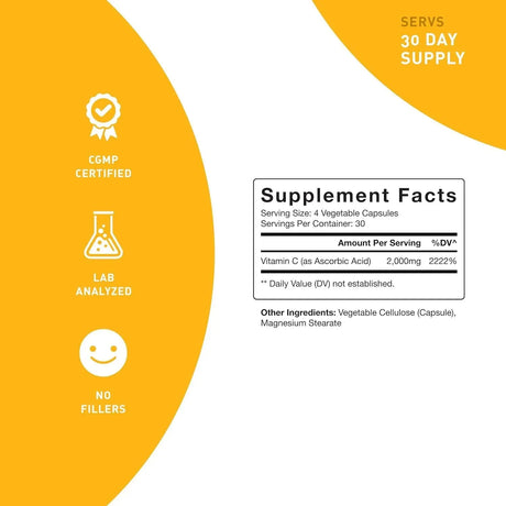 PUREFINITY - PUREFINITY Vitamin C Immune Booster 2000Mg. 120 Capsulas - The Red Vitamin MX - Suplementos Alimenticios - {{ shop.shopifyCountryName }}