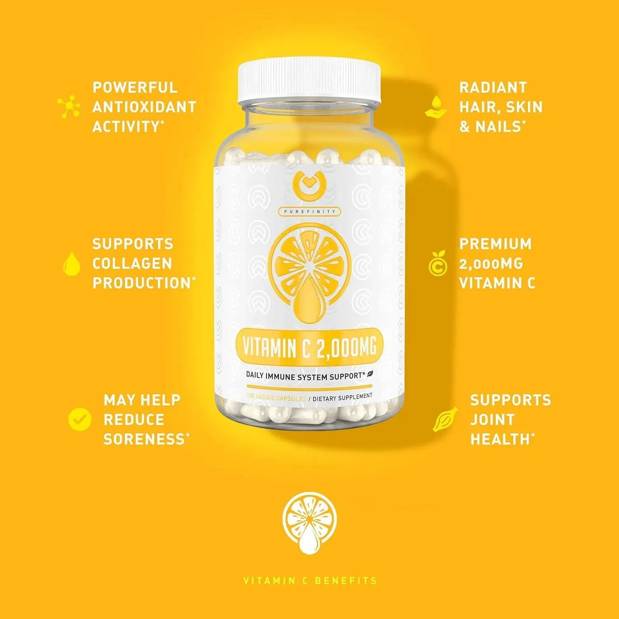PUREFINITY - PUREFINITY Vitamin C Immune Booster 2000Mg. 120 Capsulas - The Red Vitamin MX - Suplementos Alimenticios - {{ shop.shopifyCountryName }}