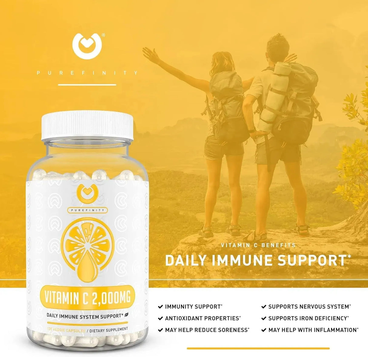 PUREFINITY - PUREFINITY Vitamin C Immune Booster 2000Mg. 120 Capsulas - The Red Vitamin MX - Suplementos Alimenticios - {{ shop.shopifyCountryName }}