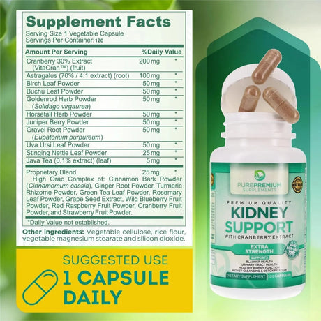 PUREPREMIUM SUPPLEMENTS - PurePremium Kidney Support 120 Capsulas - The Red Vitamin MX - Suplementos Alimenticios - {{ shop.shopifyCountryName }}