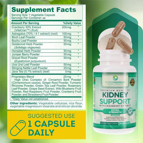 PUREPREMIUM SUPPLEMENTS - PurePremium Kidney Support 60 Capsulas - The Red Vitamin MX - Suplementos Alimenticios - {{ shop.shopifyCountryName }}