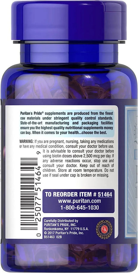 PURITAN'S PRIDE - Puritan's Pride Biotin 10000 mcg 100 Capsulas Blandas - The Red Vitamin MX - Suplementos Alimenticios - {{ shop.shopifyCountryName }}
