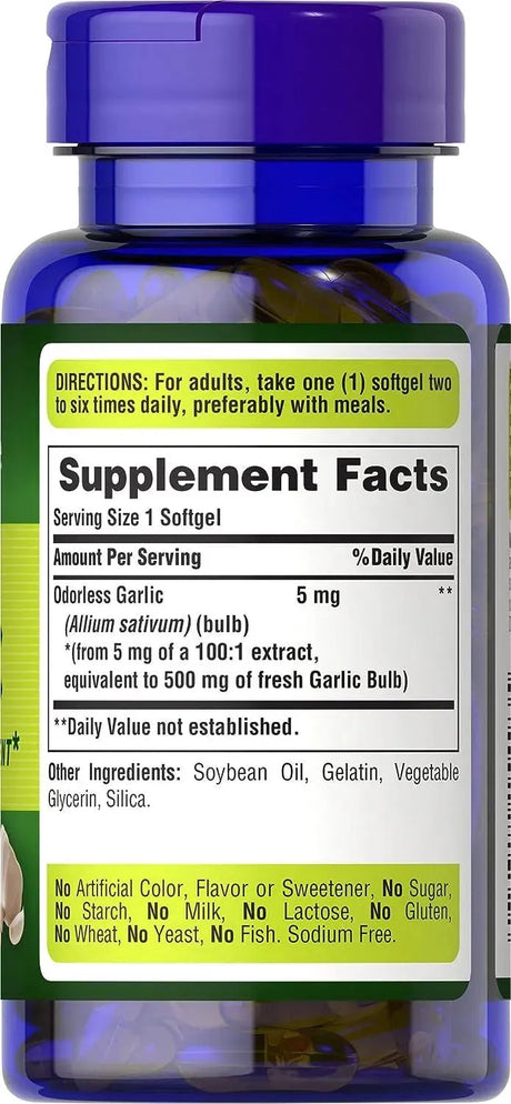 PURITAN'S PRIDE - Puritan's Pride Odorless Garlic 500Mg. 250 Capsulas Blandas - The Red Vitamin MX - Suplementos Alimenticios - {{ shop.shopifyCountryName }}