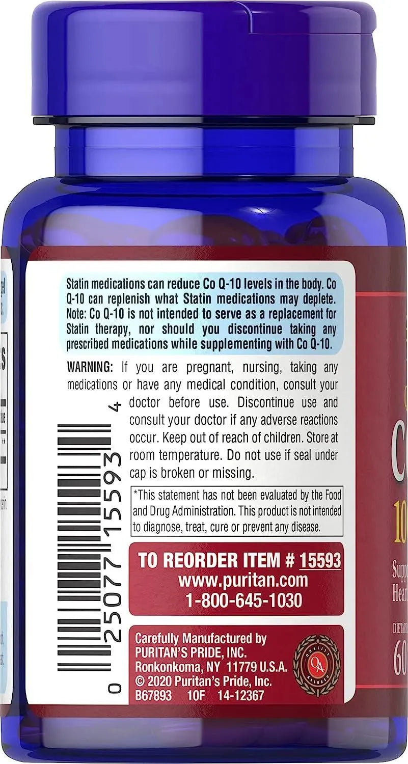 PURITAN'S PRIDE - Puritan's Pride Q-Sorb CoQ10 100Mg. 60 Capsulas Blandas - The Red Vitamin MX - Suplementos Alimenticios - {{ shop.shopifyCountryName }}