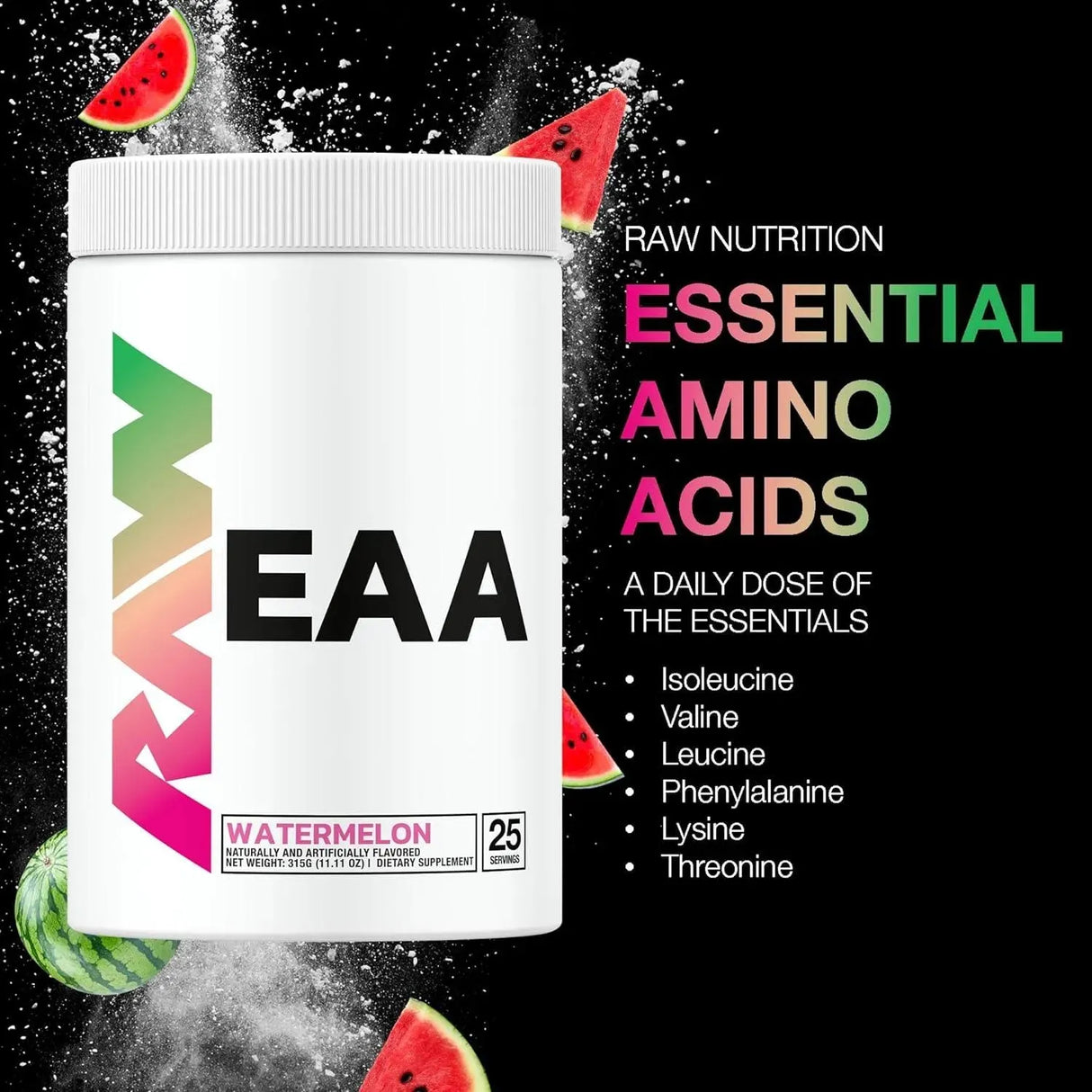 RAW - RAW EAA Amino Acids Powder Watermelon 25 Servicios 315Gr. - The Red Vitamin MX - Suplementos Alimenticios - {{ shop.shopifyCountryName }}