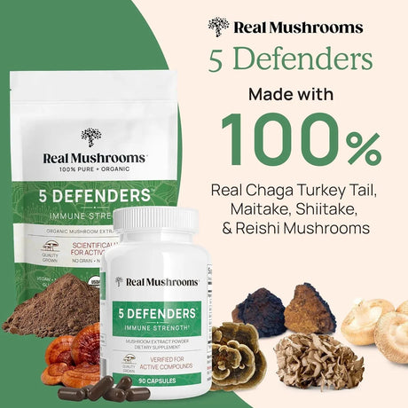 REAL MUSHROOMS - Real Mushrooms 5 Defenders 90 Capsulas - The Red Vitamin MX - Suplementos Alimenticios - {{ shop.shopifyCountryName }}
