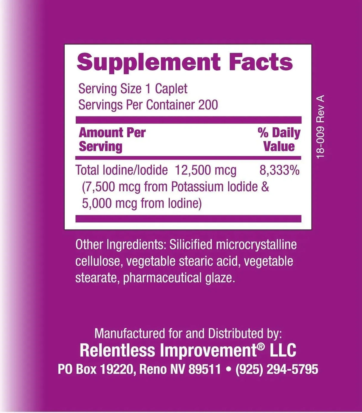 RELENTLESS IMPROVEMENT - Relentless Improvement Iodine Sublime 12.5Mg. 200 Tabletas - The Red Vitamin MX - Suplementos Alimenticios - {{ shop.shopifyCountryName }}