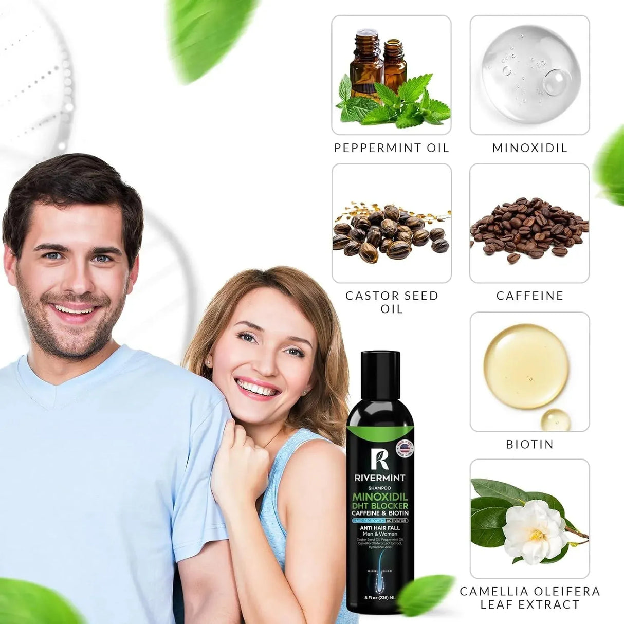 RIVERMINT - Rivermint Premium: Shampoo with Minoxidil, Biotin, DHT Blocker Saw Palmetto & Caffeine 236Ml. - The Red Vitamin MX - Shampoo Para Cabello - {{ shop.shopifyCountryName }}