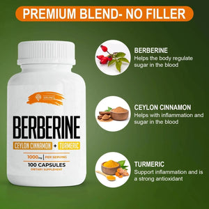 SIRUNES - SIRUNES Berberine Capsules Ceylon Cinnamon & Turmeric 1000Mg. 100 Capsulas - The Red Vitamin MX - Suplementos Alimenticios - {{ shop.shopifyCountryName }}