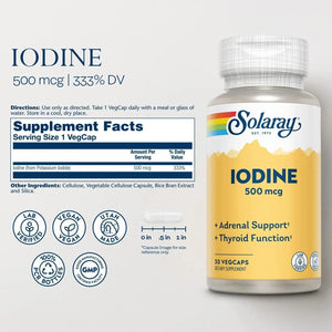 SOLARAY - Solaray Iodine 500Mcg. Iodine Supplement 30 Capsulas - The Red Vitamin MX - Suplementos Alimenticios - {{ shop.shopifyCountryName }}