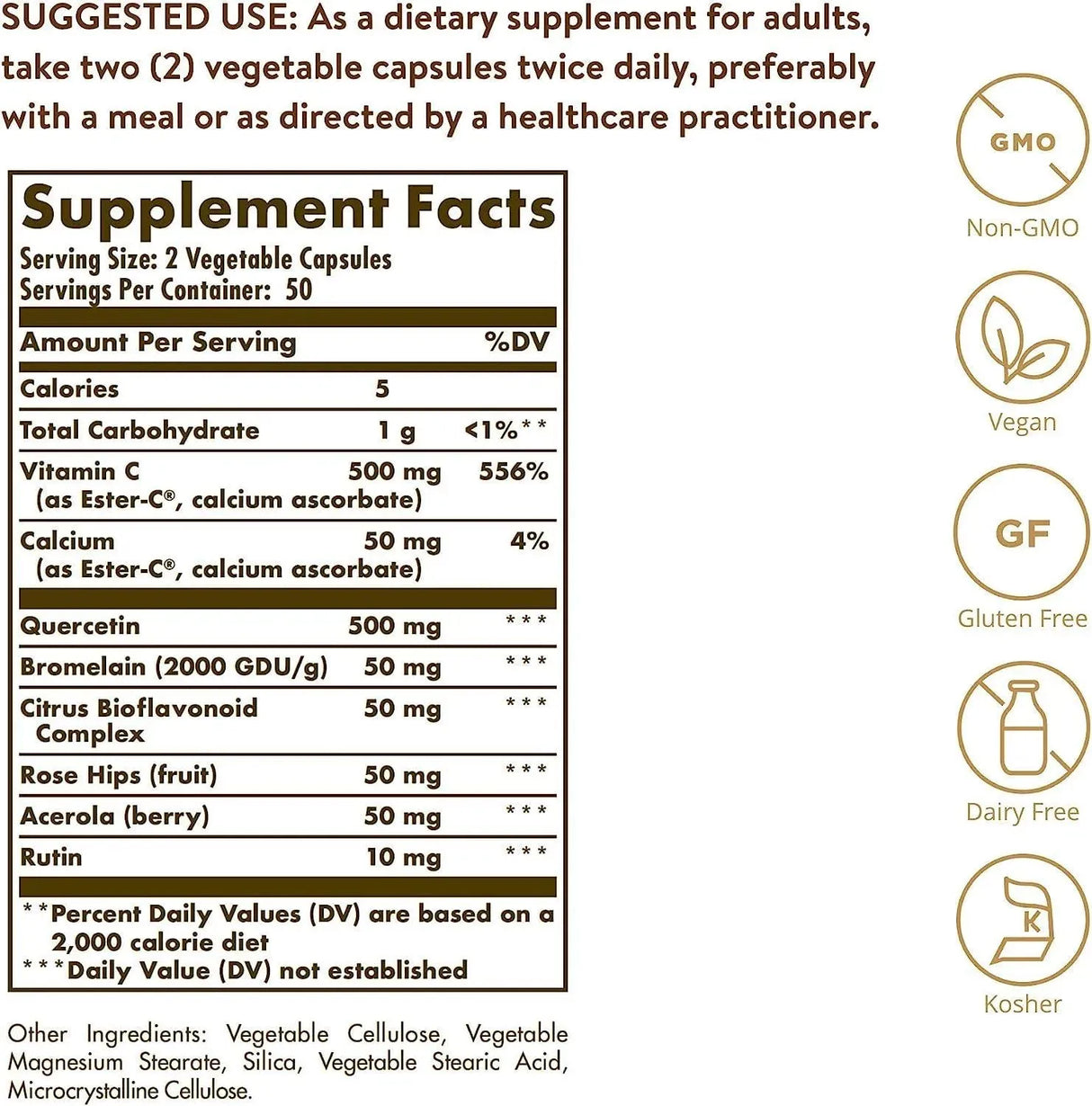 SOLGAR - Solgar Quercetin Complex with Ester-C Plus 100 Capsulas - The Red Vitamin MX - Suplementos Alimenticios - {{ shop.shopifyCountryName }}