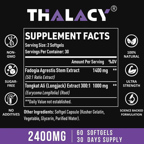 THALACY - Thalacy Fadogia Agrestis Tongkat Ali 2400Mg. 60 Capsulas Blandas - The Red Vitamin MX - Suplementos Alimenticios - {{ shop.shopifyCountryName }}