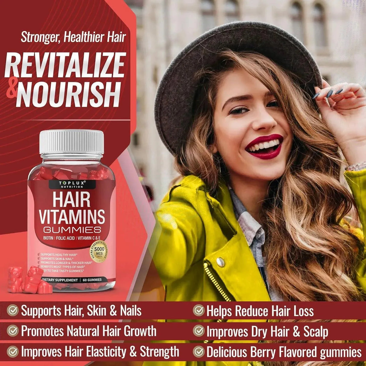 TOPLUX - Toplux Hair Vitamins Gummies 60 Gomitas 2 Pack - The Red Vitamin MX - Suplementos Alimenticios - {{ shop.shopifyCountryName }}