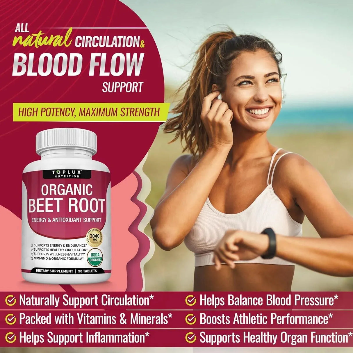 TOPLUX - Toplux Organic Beet Root Powder Tablets 90 Tabletas - The Red Vitamin MX - Suplementos Alimenticios - {{ shop.shopifyCountryName }}