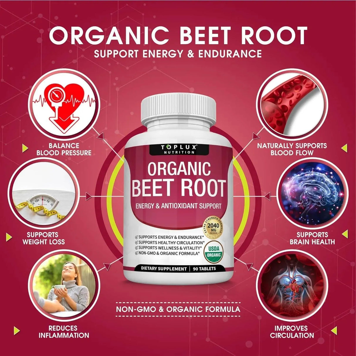 TOPLUX - Toplux Organic Beet Root Powder Tablets 90 Tabletas - The Red Vitamin MX - Suplementos Alimenticios - {{ shop.shopifyCountryName }}