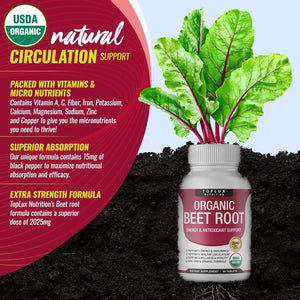 TOPLUX - Toplux Organic Beet Root Powder Tablets 90 Tabletas - The Red Vitamin MX - Suplementos Alimenticios - {{ shop.shopifyCountryName }}