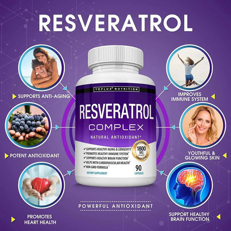 TOPLUX - Toplux Resveratrol Supplement 1800Mg. 90 Capsulas - The Red Vitamin MX - Suplementos Alimenticios - {{ shop.shopifyCountryName }}